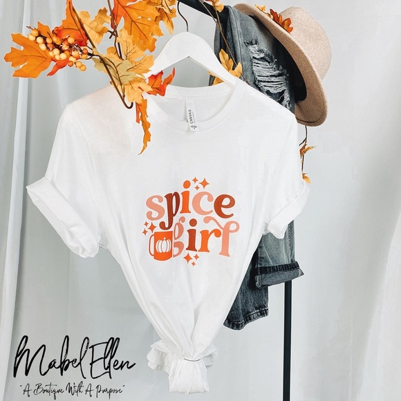 πBella Canvas Fall Spice Girl White graphic Tee size Large - Picture 7 of 7